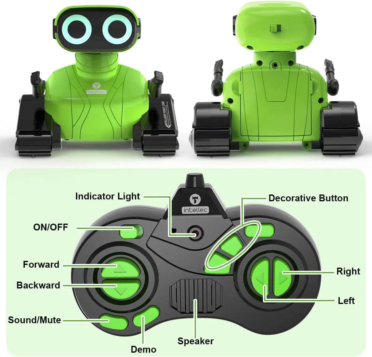 GILOBABY Robot Toys, Remote Control Robot Toy, RC Robots for Kids with LED Eyes, Flexible Head & Arms, Dance Moves and Music, Birthday Gifts for Boys Ages 3  Years (Green)