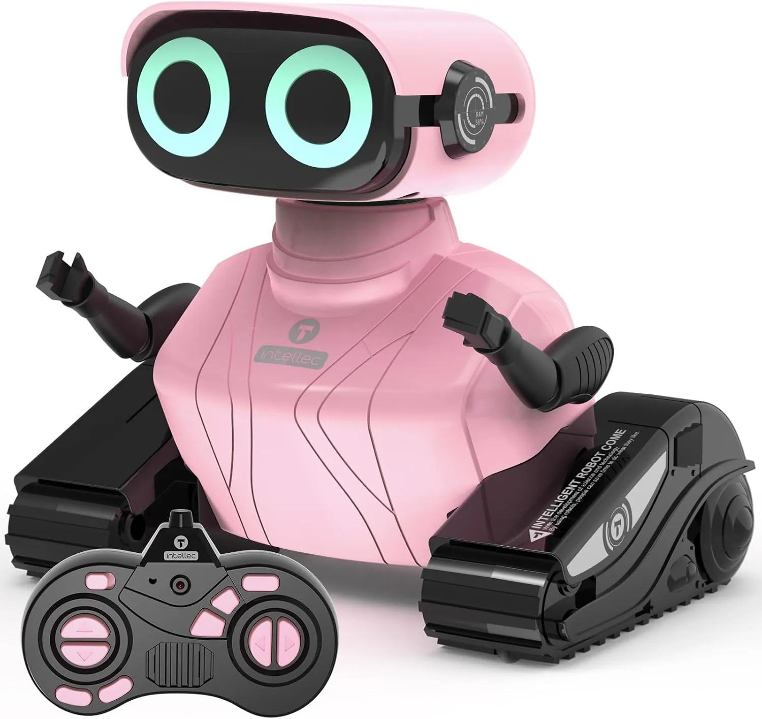 GILOBABY Robot Toys, Remote Control Robot Toy, RC Robots for Kids with LED Eyes, Flexible Head & Arms, Dance Moves and Music, Birthday Gifts for Girls Age 3  Years (Pink)