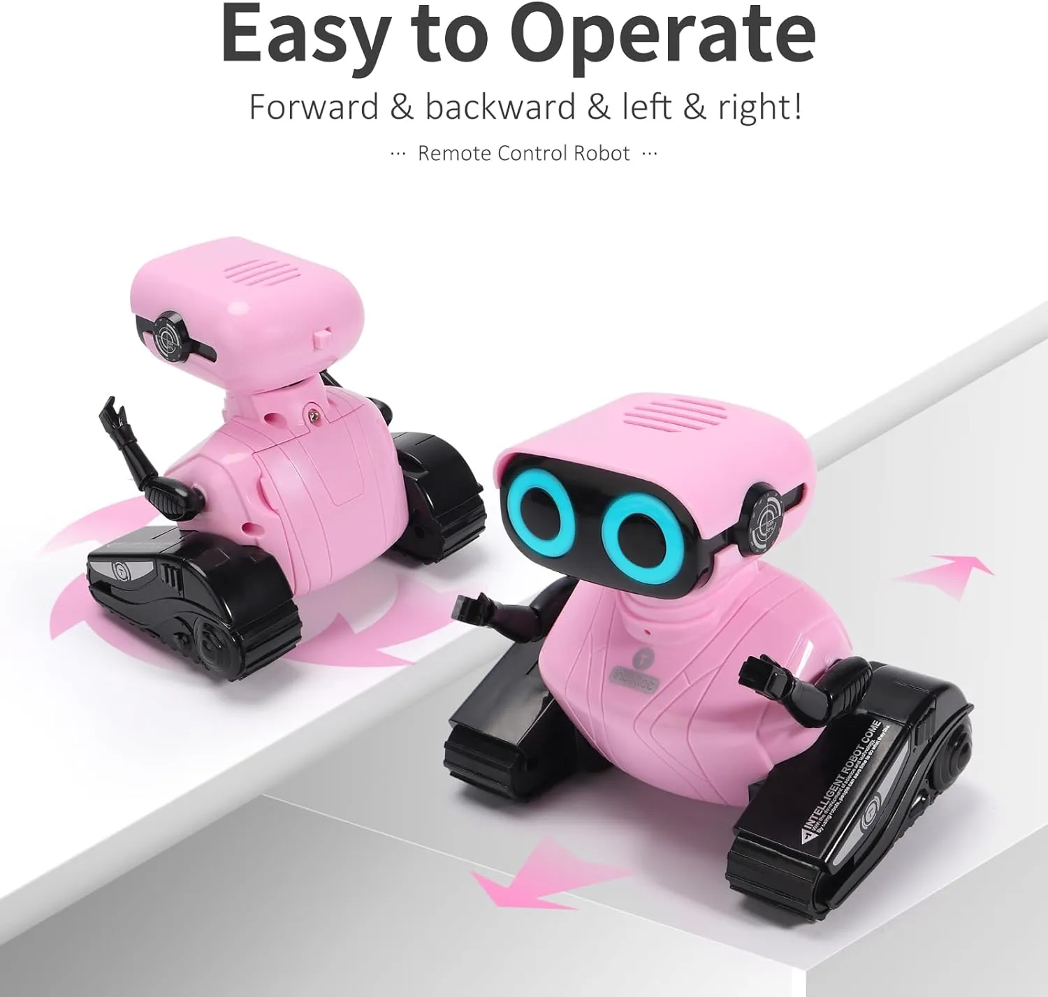 GILOBABY Robot Toys, Remote Control Robot Toy, RC Robots for Kids with LED Eyes, Flexible Head & Arms, Dance Moves and Music, Birthday Gifts for Girls Age 3  Years (Pink)