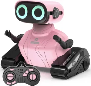 GILOBABY Robot Toys, Remote Control Robot Toy, RC Robots for Kids with LED Eyes, Flexible Head & Arms, Dance Moves and Music, Birthday Gifts for Girls Age 3  Years (Pink)