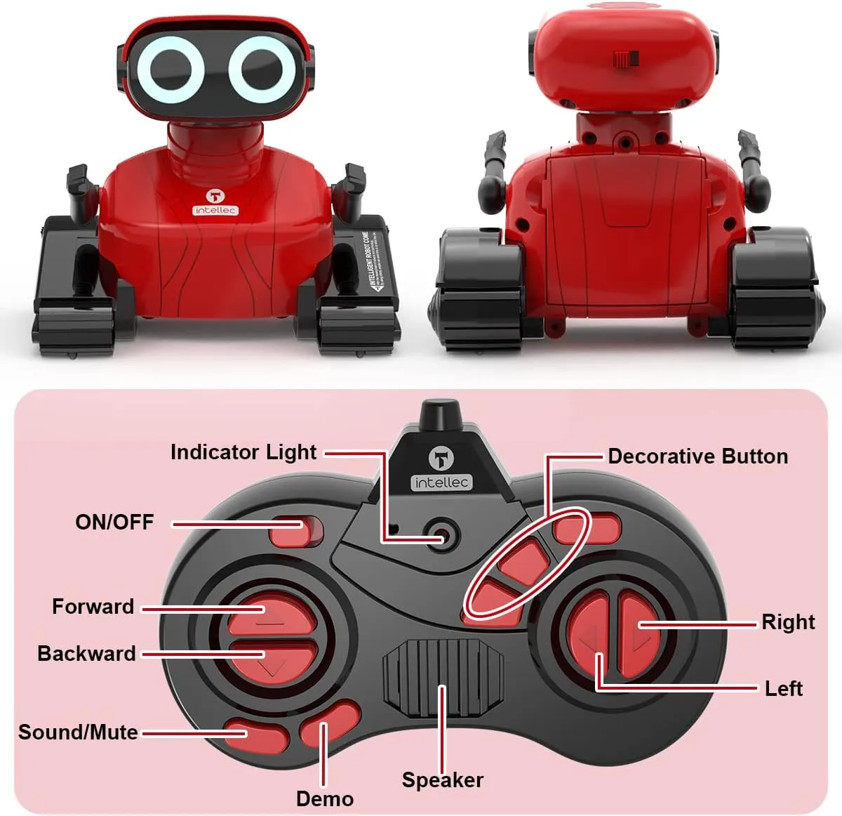 GILOBABY Robot Toys, Remote Control Robot Toy, RC Robots for Kids with LED Eyes, Flexible Head & Arms, Dance Moves and Music, Birthday Gifts for Girls Ages 3  Years (Red)