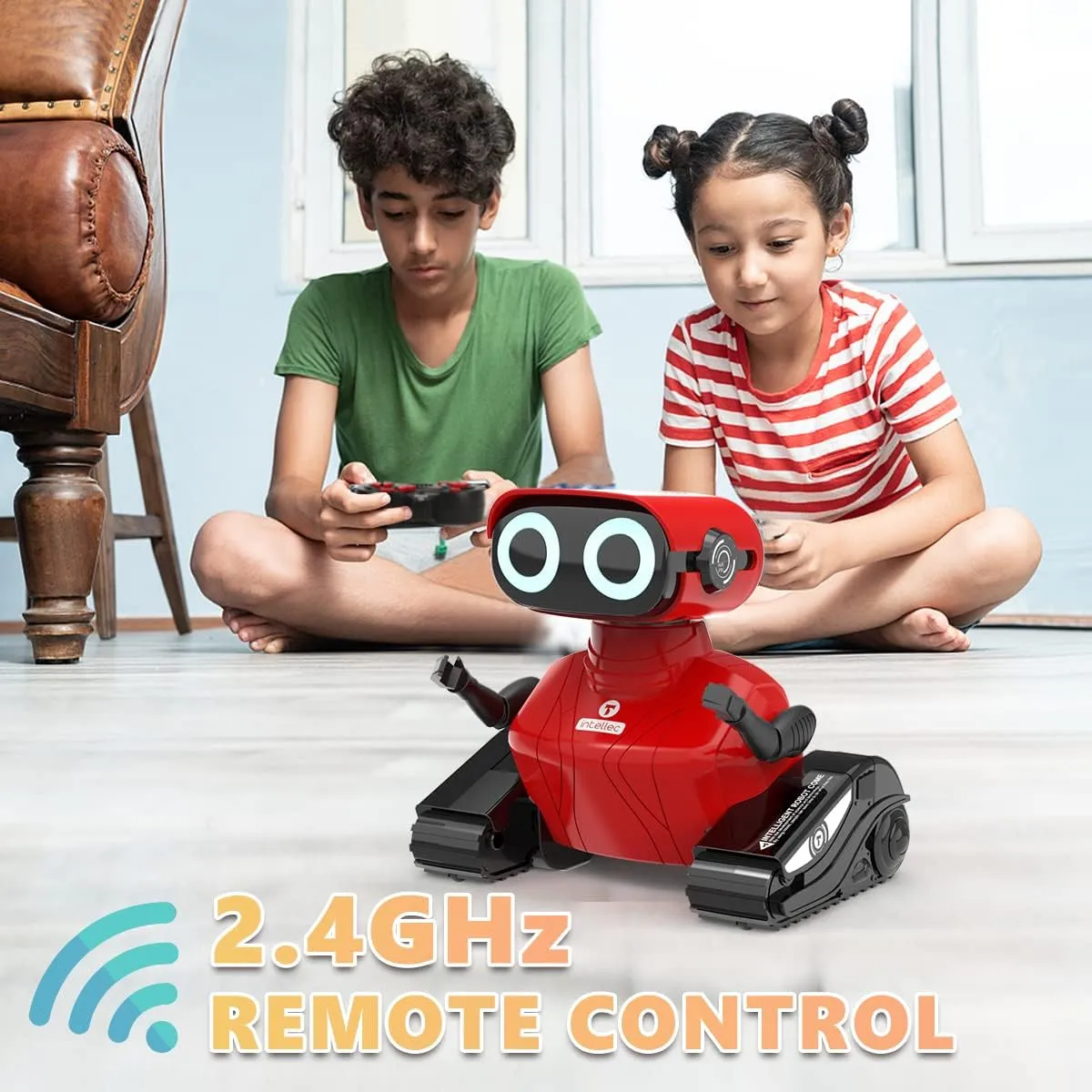 GILOBABY Robot Toys, Remote Control Robot Toy, RC Robots for Kids with LED Eyes, Flexible Head & Arms, Dance Moves and Music, Birthday Gifts for Girls Ages 3  Years (Red)