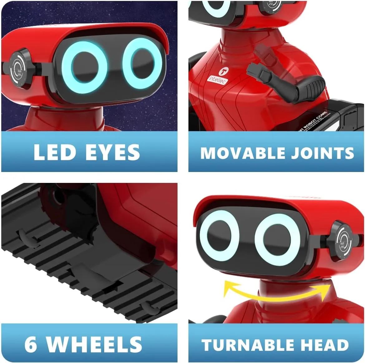 GILOBABY Robot Toys, Remote Control Robot Toy, RC Robots for Kids with LED Eyes, Flexible Head & Arms, Dance Moves and Music, Birthday Gifts for Girls Ages 3  Years (Red)