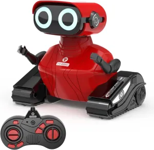 GILOBABY Robot Toys, Remote Control Robot Toy, RC Robots for Kids with LED Eyes, Flexible Head & Arms, Dance Moves and Music, Birthday Gifts for Girls Ages 3  Years (Red)