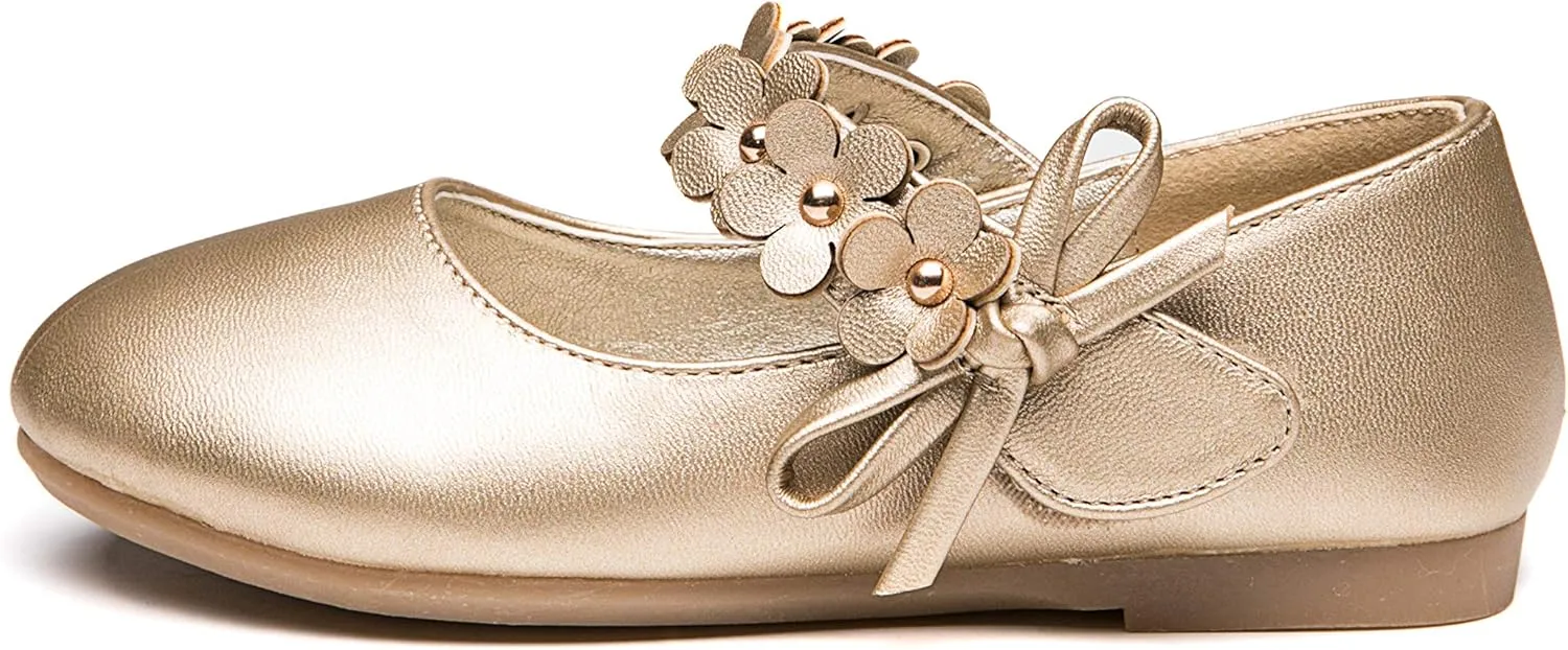 Girls Dress Ballet Mary Jane Flat Shoes for Toddler Little Kids Princess Flower Girl Wedding Party