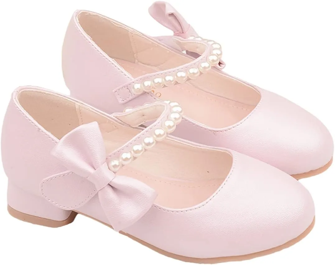 Girls Dress Shoes Mary Jane Flower Girl Low Heels Princess Shoes for Wedding Party 5519