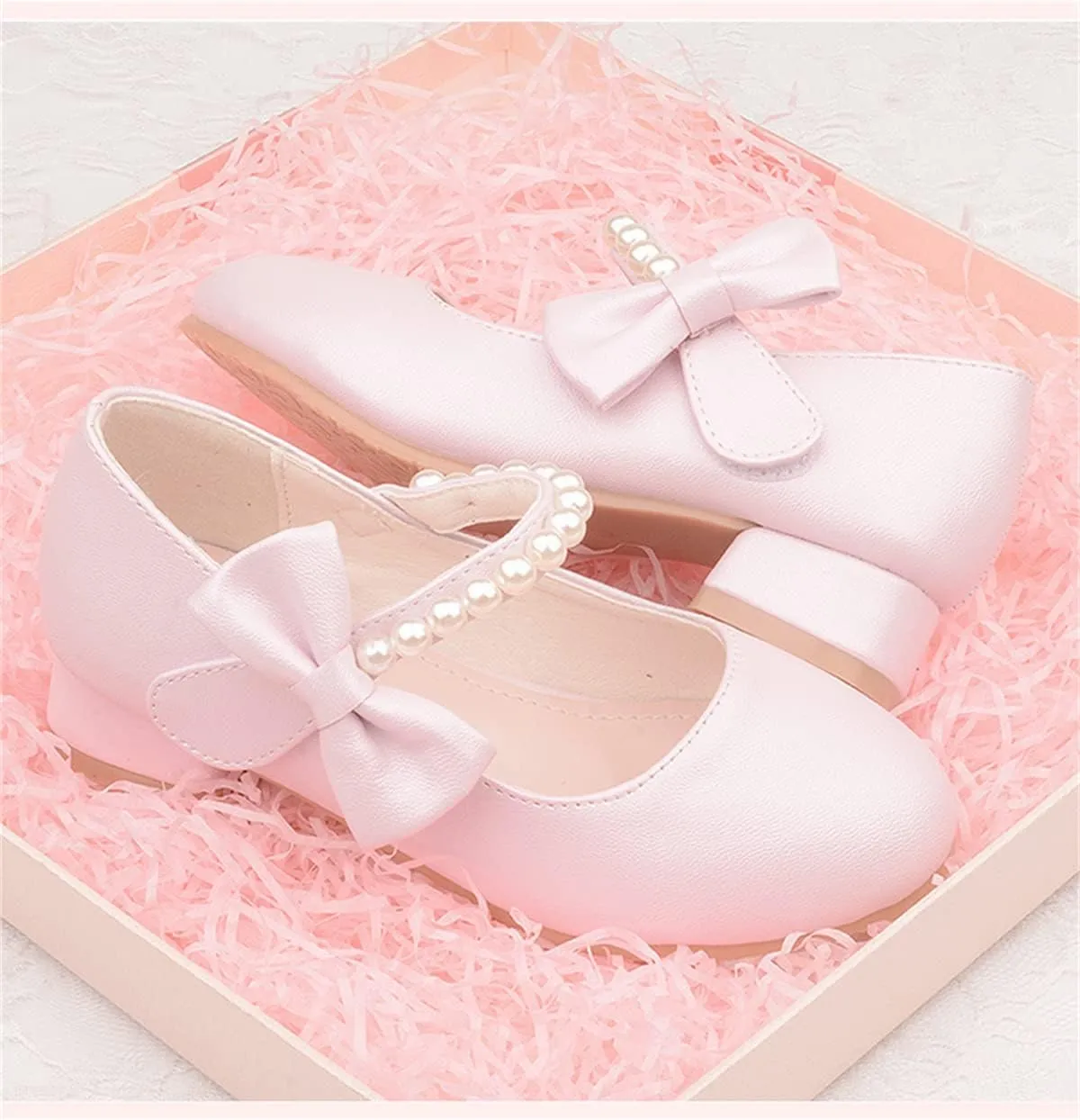 Girls Dress Shoes Mary Jane Flower Girl Low Heels Princess Shoes for Wedding Party 5519