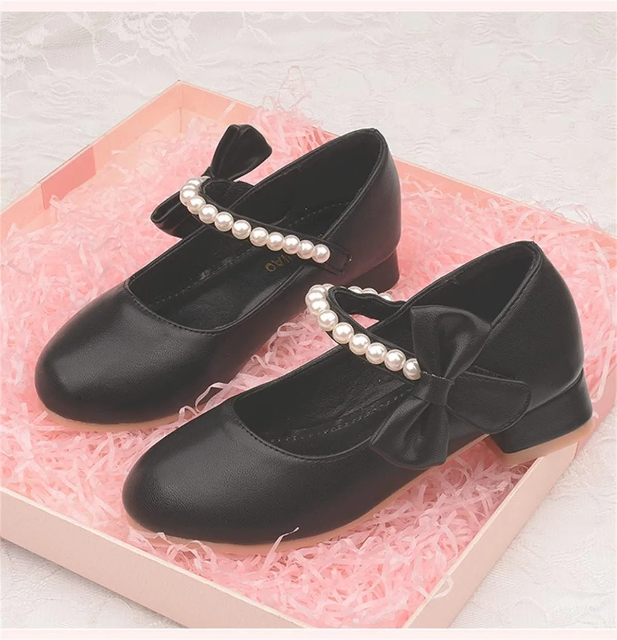 Girls Dress Shoes Mary Jane Flower Girl Low Heels Princess Shoes for Wedding Party 5519