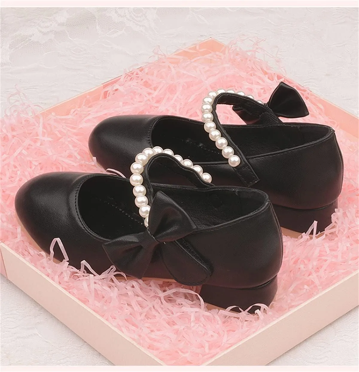 Girls Dress Shoes Mary Jane Flower Girl Low Heels Princess Shoes for Wedding Party 5519
