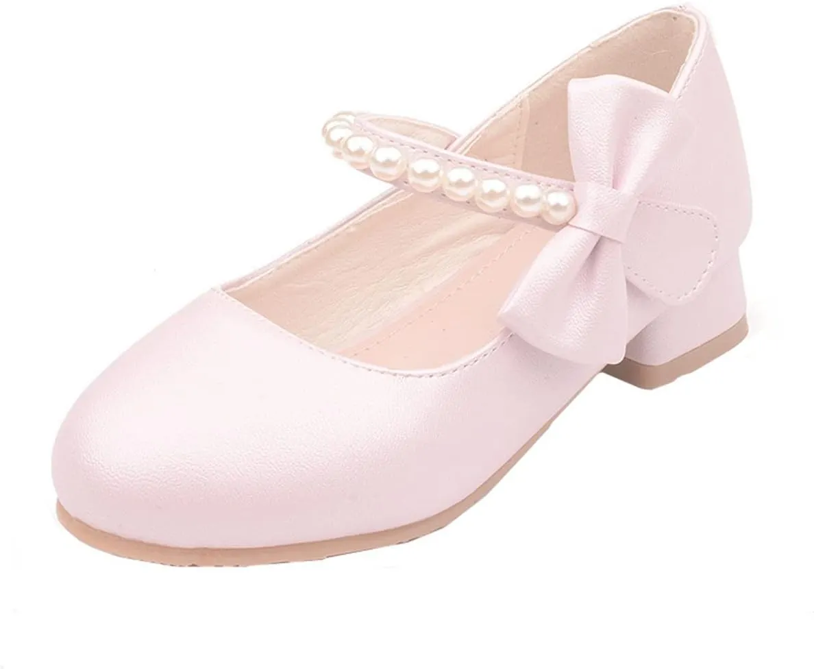 Girls Dress Shoes Mary Jane Flower Girl Low Heels Princess Shoes for Wedding Party 5519