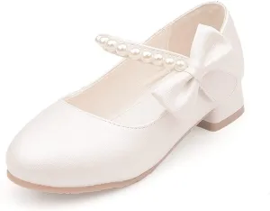 Girls Dress Shoes Mary Jane Flower Girl Low Heels Princess Shoes for Wedding Party 5519