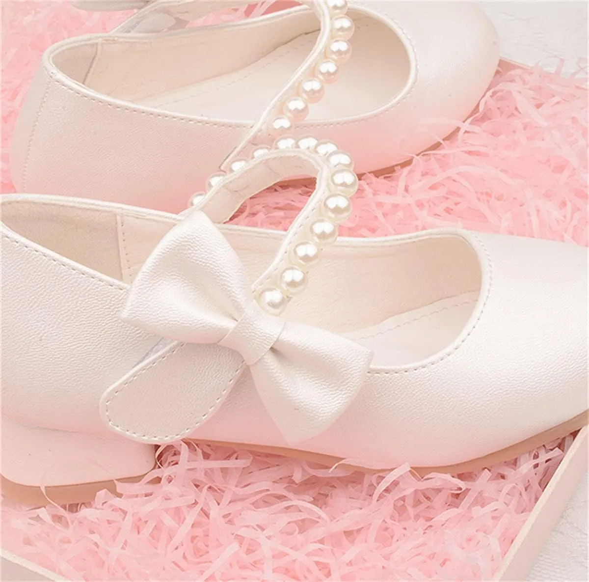Girls Dress Shoes Mary Jane Flower Girl Low Heels Princess Shoes for Wedding Party 5519