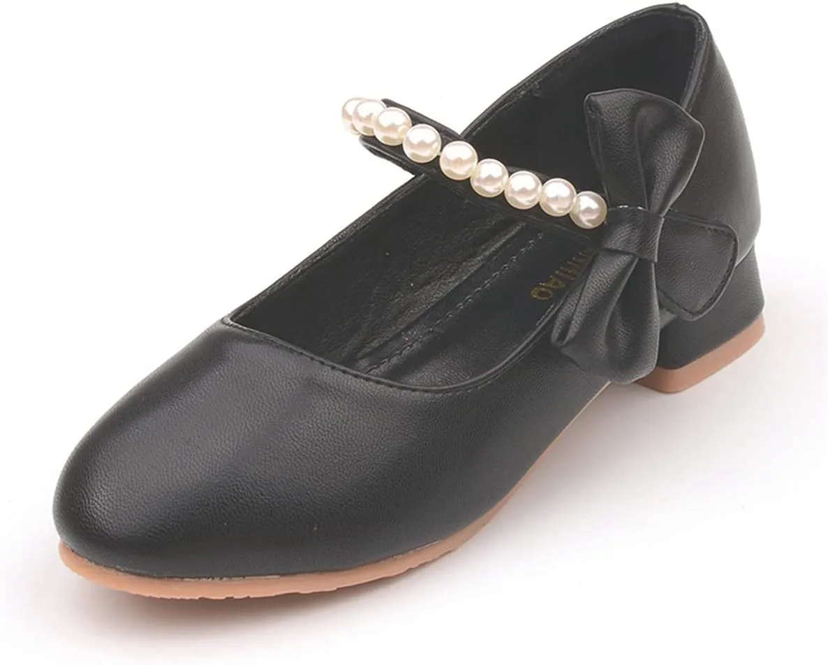 Girls Dress Shoes Mary Jane Flower Girl Low Heels Princess Shoes for Wedding Party 5519