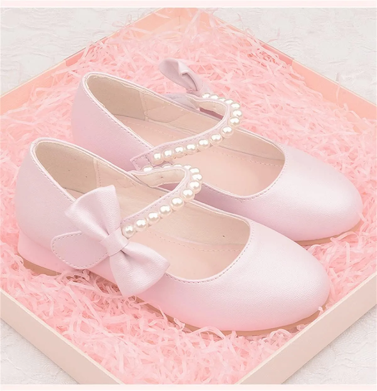 Girls Dress Shoes Mary Jane Flower Girl Low Heels Princess Shoes for Wedding Party 5519