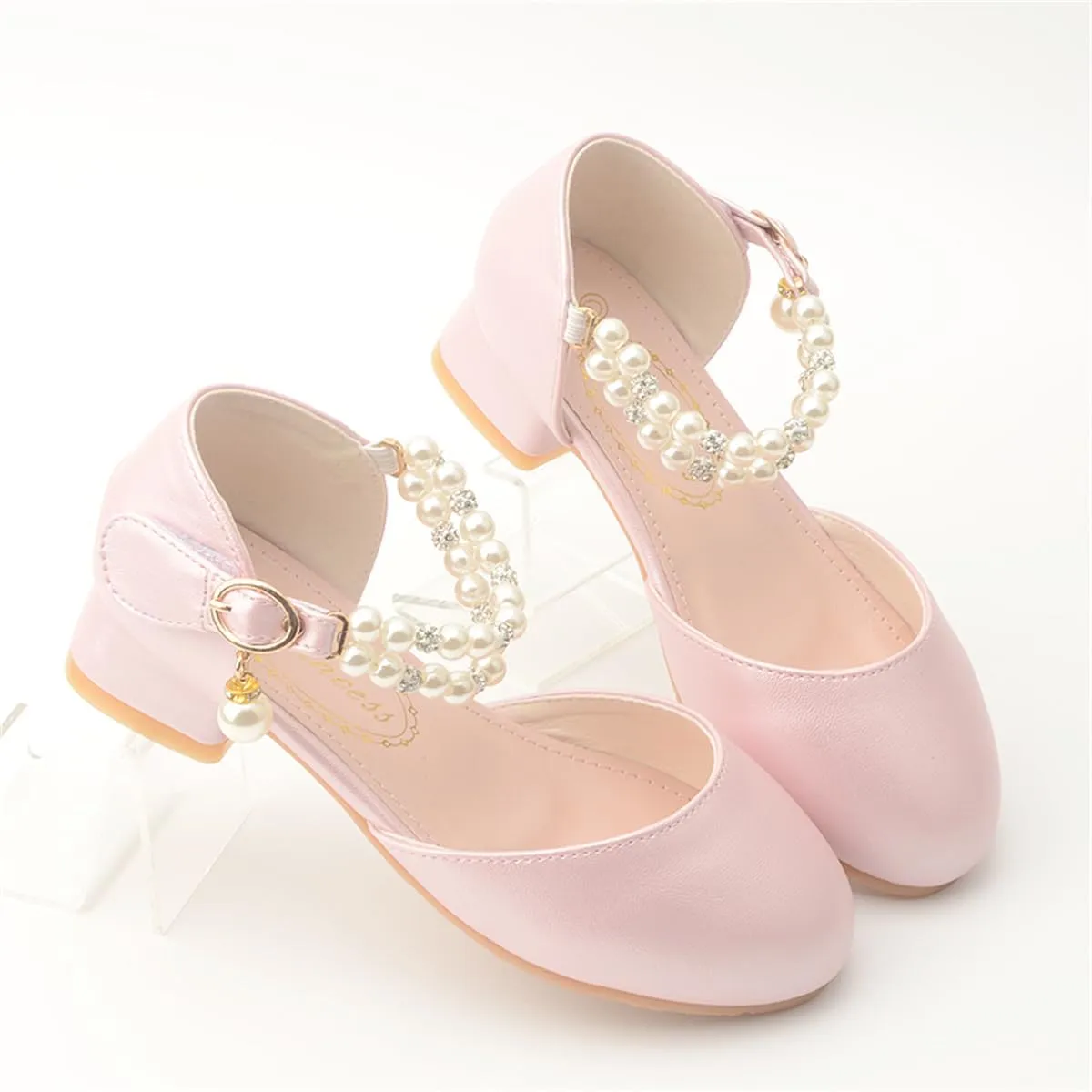 Girls Dress Shoes Mary Jane Flower Girl Low Heels Princess Shoes for Wedding Party 5531