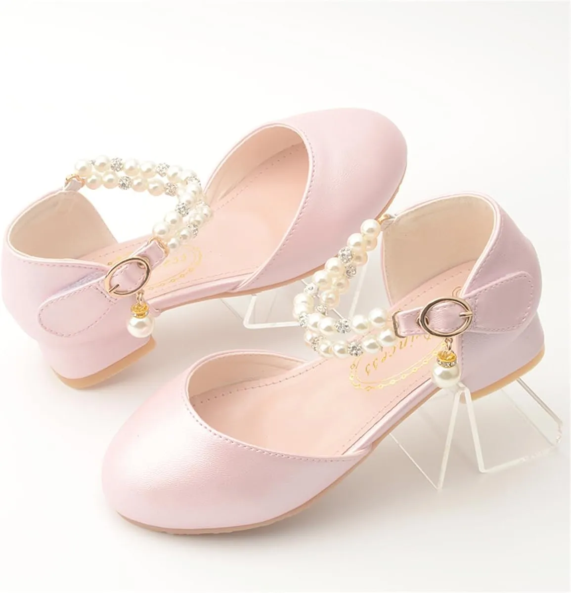 Girls Dress Shoes Mary Jane Flower Girl Low Heels Princess Shoes for Wedding Party 5531