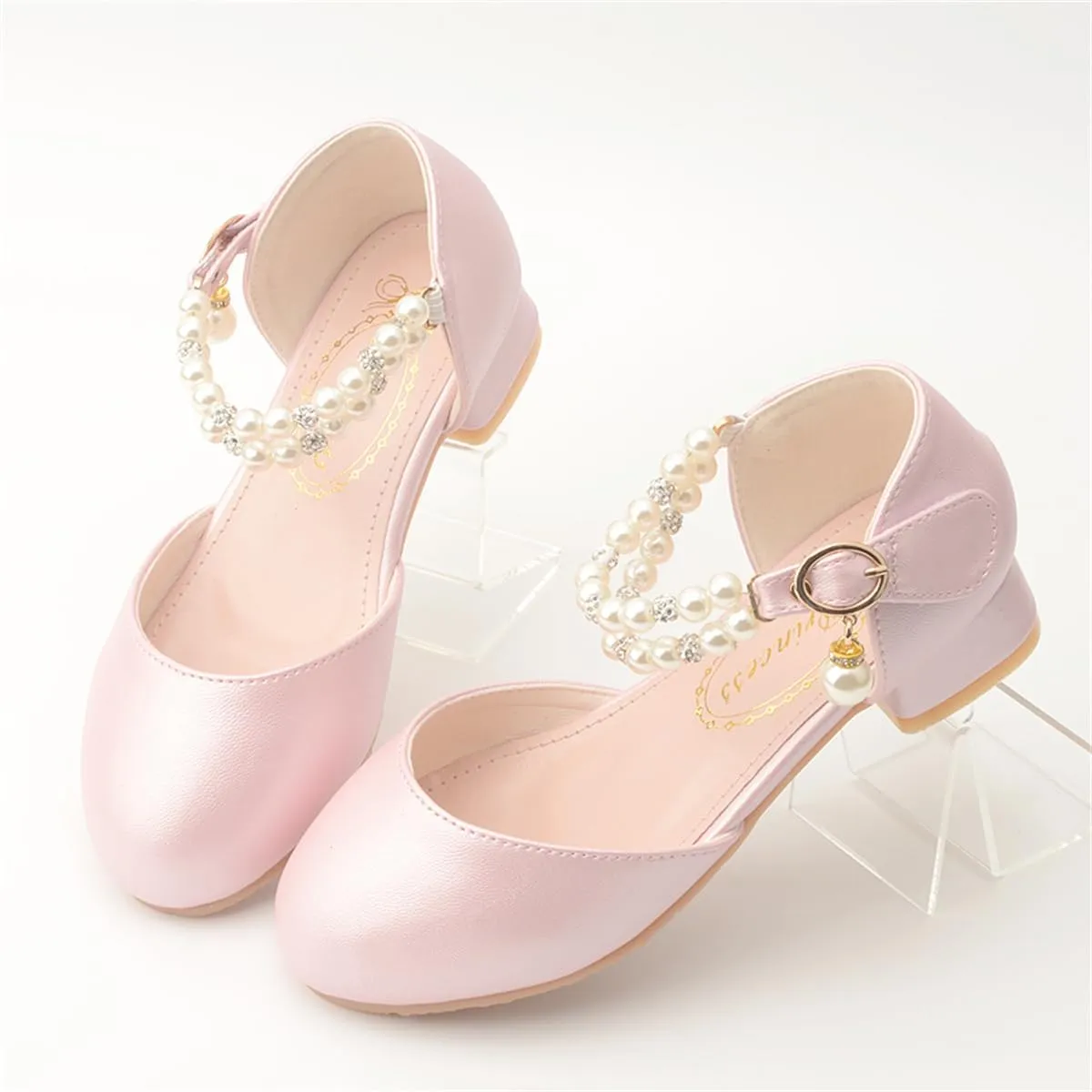 Girls Dress Shoes Mary Jane Flower Girl Low Heels Princess Shoes for Wedding Party 5531