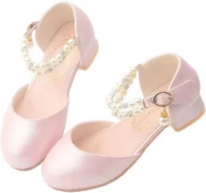 Girls Dress Shoes Mary Jane Flower Girl Low Heels Princess Shoes for Wedding Party 5531