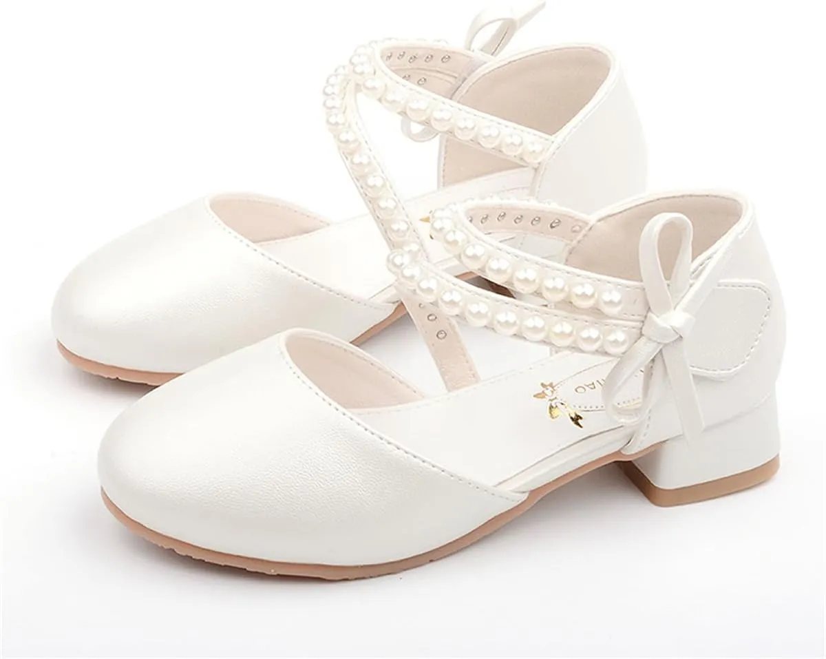 Girls Dress Shoes Mary Jane Flower Girl Low Heels Princess Shoes for Wedding Party 5544
