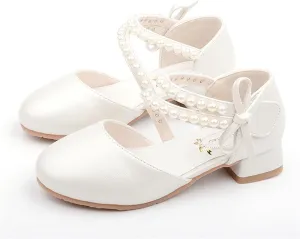 Girls Dress Shoes Mary Jane Flower Girl Low Heels Princess Shoes for Wedding Party 5544
