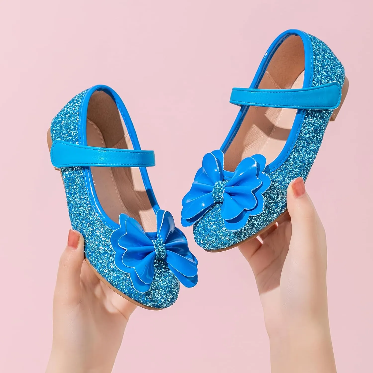 Girls Dress Shoes Mary Jane Wedding Party Shoes Glitter Bridesmaids Princess Flat