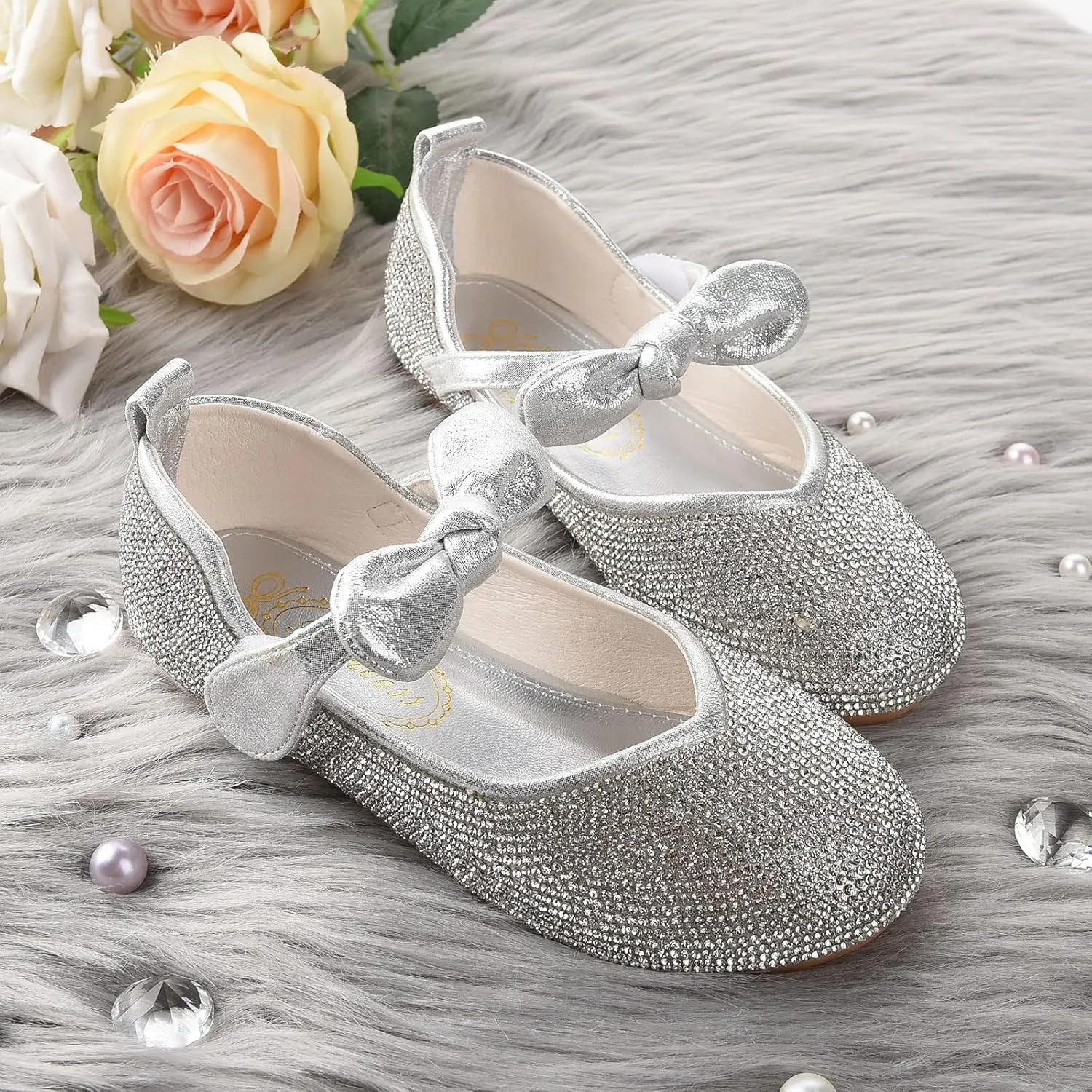 Girls Glitter Bridesmaids Shoes Party Wedding Princess Dress Flat