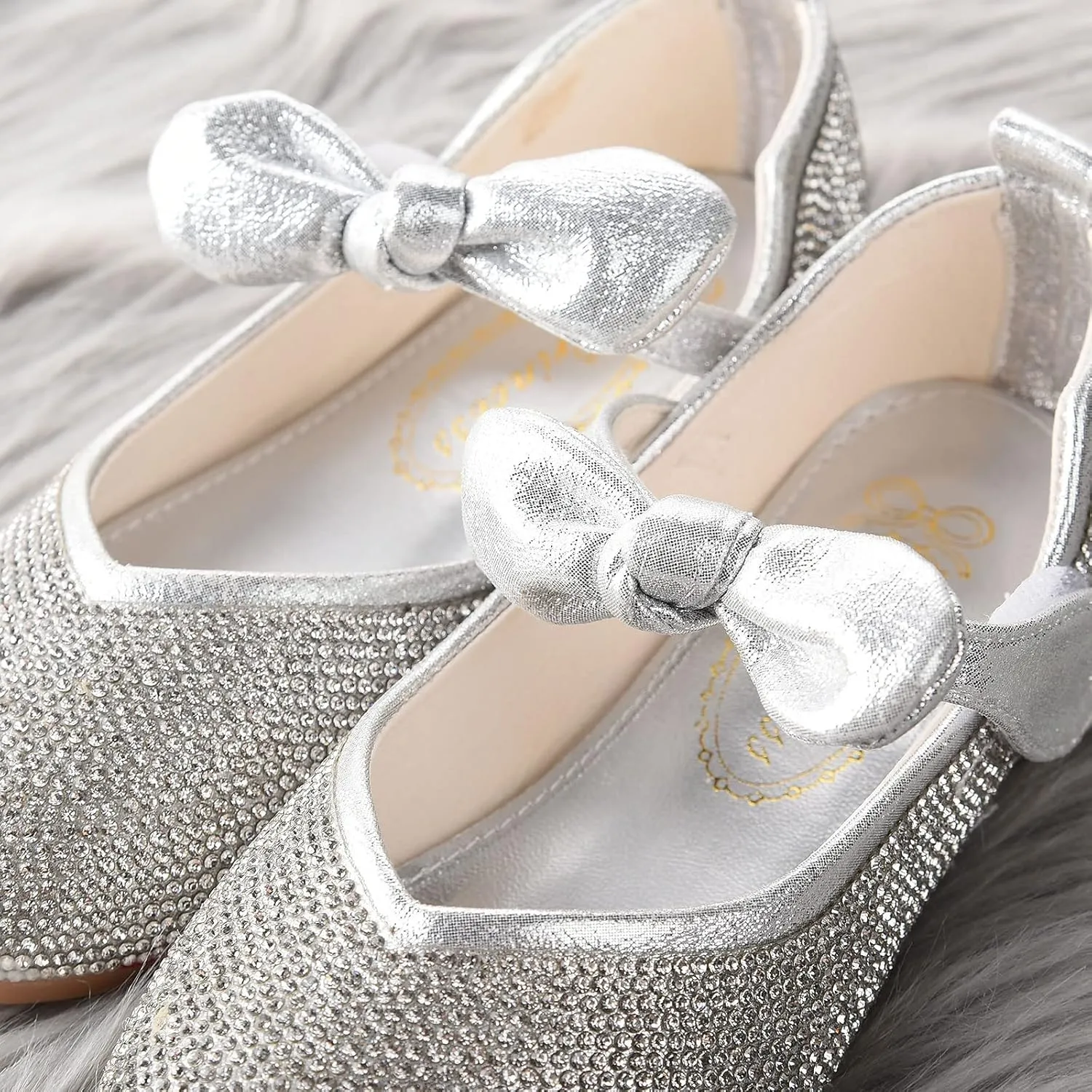 Girls Glitter Bridesmaids Shoes Party Wedding Princess Dress Flat