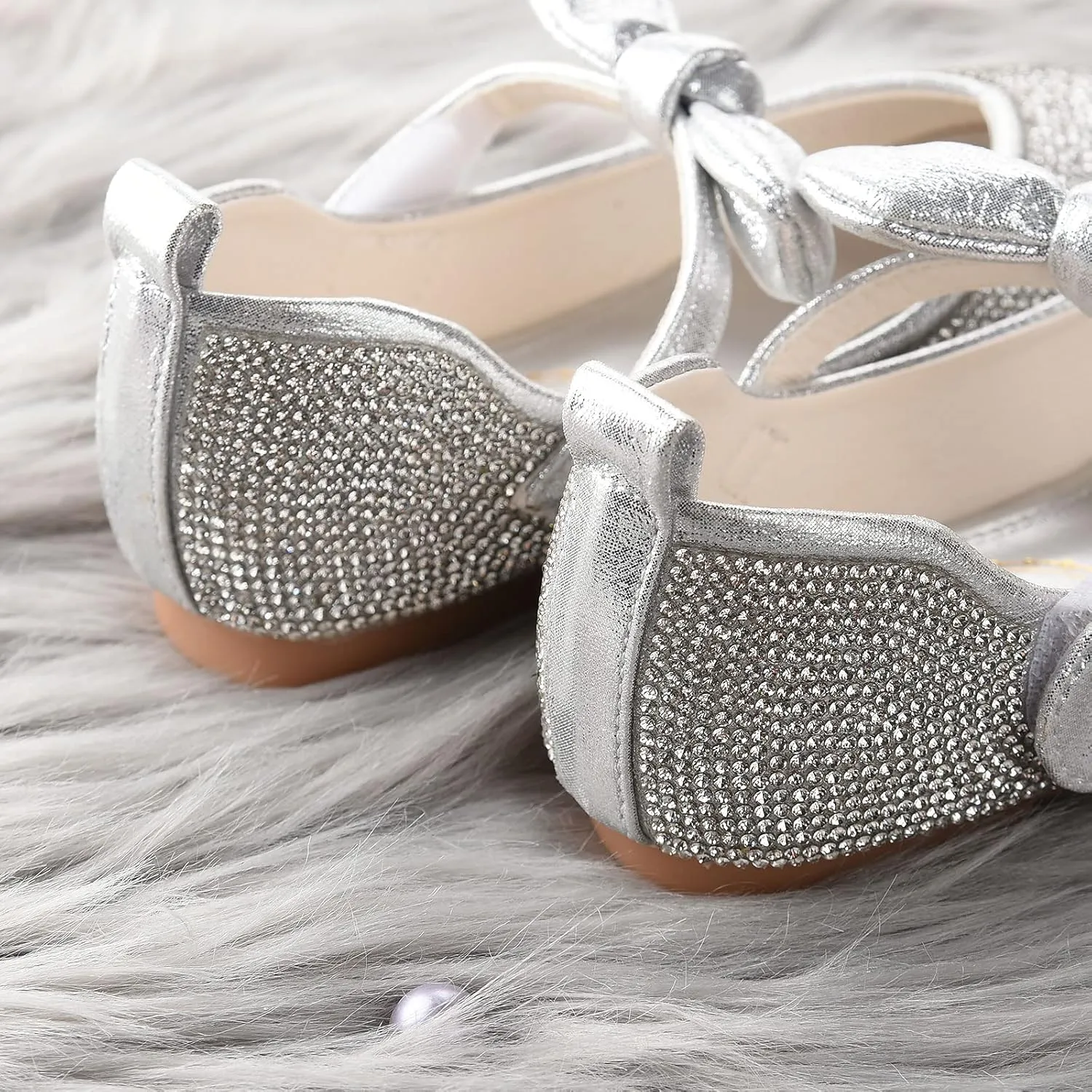 Girls Glitter Bridesmaids Shoes Party Wedding Princess Dress Flat