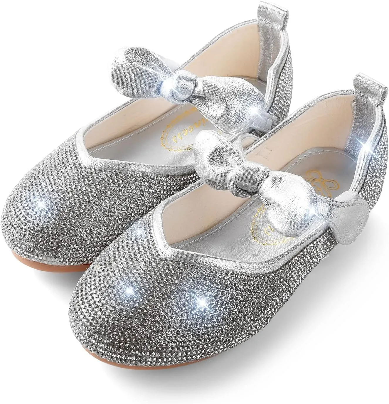 Girls Glitter Bridesmaids Shoes Party Wedding Princess Dress Flat