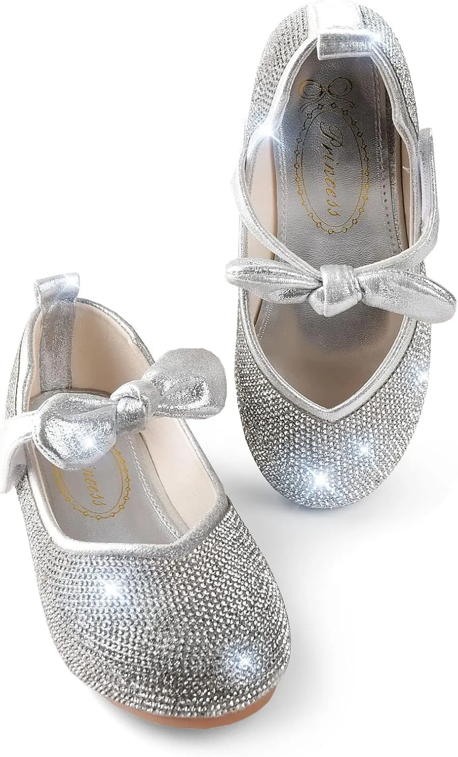 Girls Glitter Bridesmaids Shoes Party Wedding Princess Dress Flat