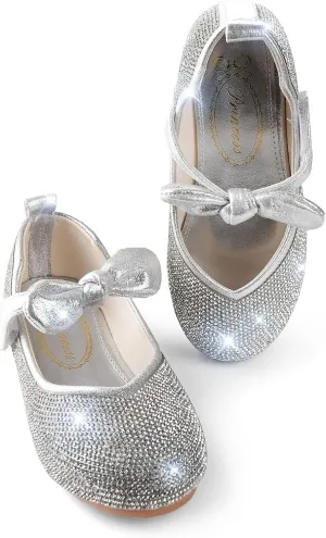 Girls Glitter Bridesmaids Shoes Party Wedding Princess Dress Flat