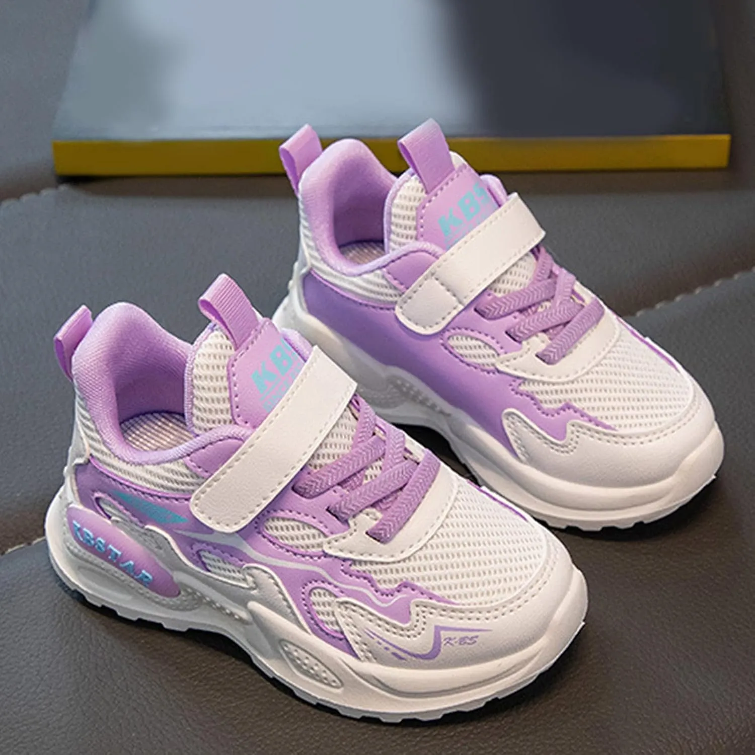 Girls Glitter Sneakers Lightweight Kids Tennis Shoes with Hook and Loop for Toddler/Little Kid/Big Kid