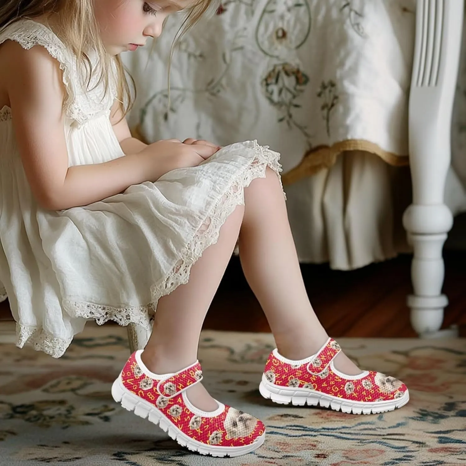 Girls Mary Jane Shoes Breathable Comfort Casual Sneaker School Wedding Party Shoes Ballet Flat