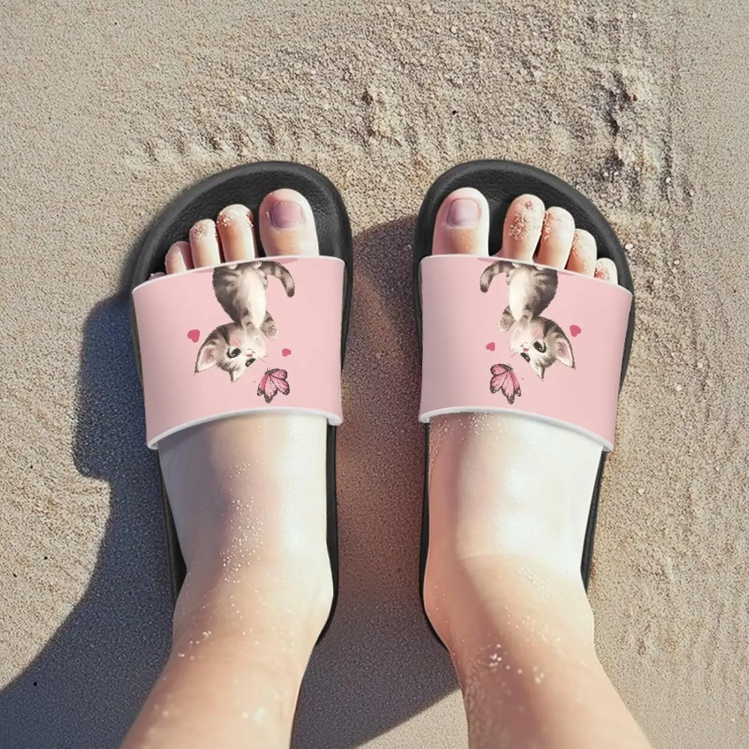 Girls Slide Sandals Summer Shoes for Kids Open Toe Beach Slides Lightweight Non Slip Shower Slippers