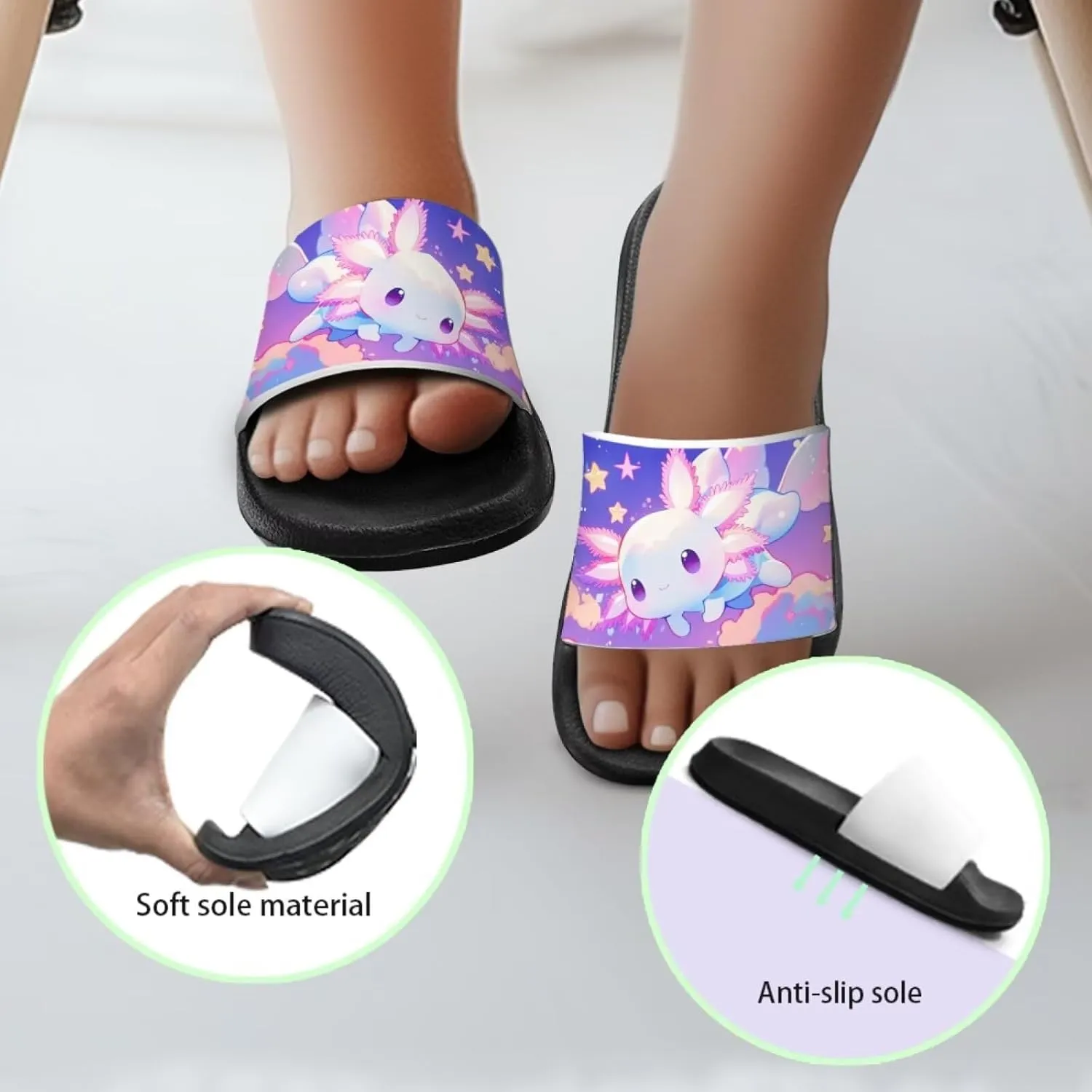 Girls Slide Sandals Summer Shoes for Kids Open Toe Beach Slides Lightweight Non Slip Shower Slippers