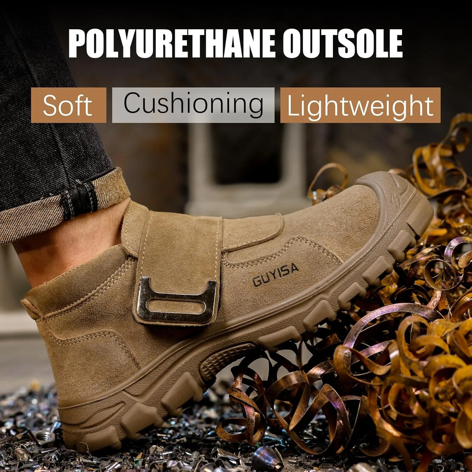 GLANOUDUN Welding Work Boots for Men Slip on Steel Toe Shoes for Men Indestructible Steel Toe Boots Welder Men's Working Shoes Fireproof Safety Footwear for Construction Men's Work & Safety Footwear