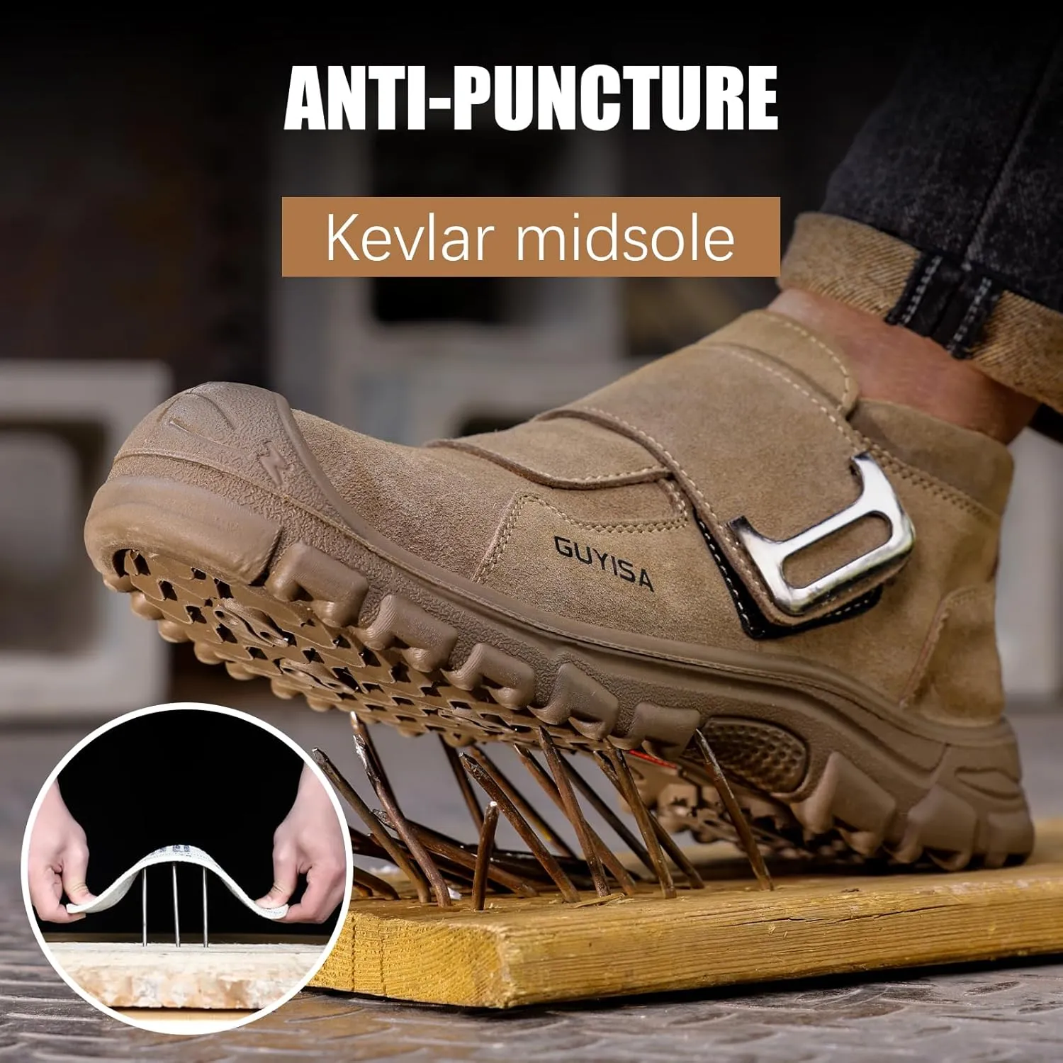 GLANOUDUN Welding Work Boots for Men Slip on Steel Toe Shoes for Men Indestructible Steel Toe Boots Welder Men's Working Shoes Fireproof Safety Footwear for Construction Men's Work & Safety Footwear