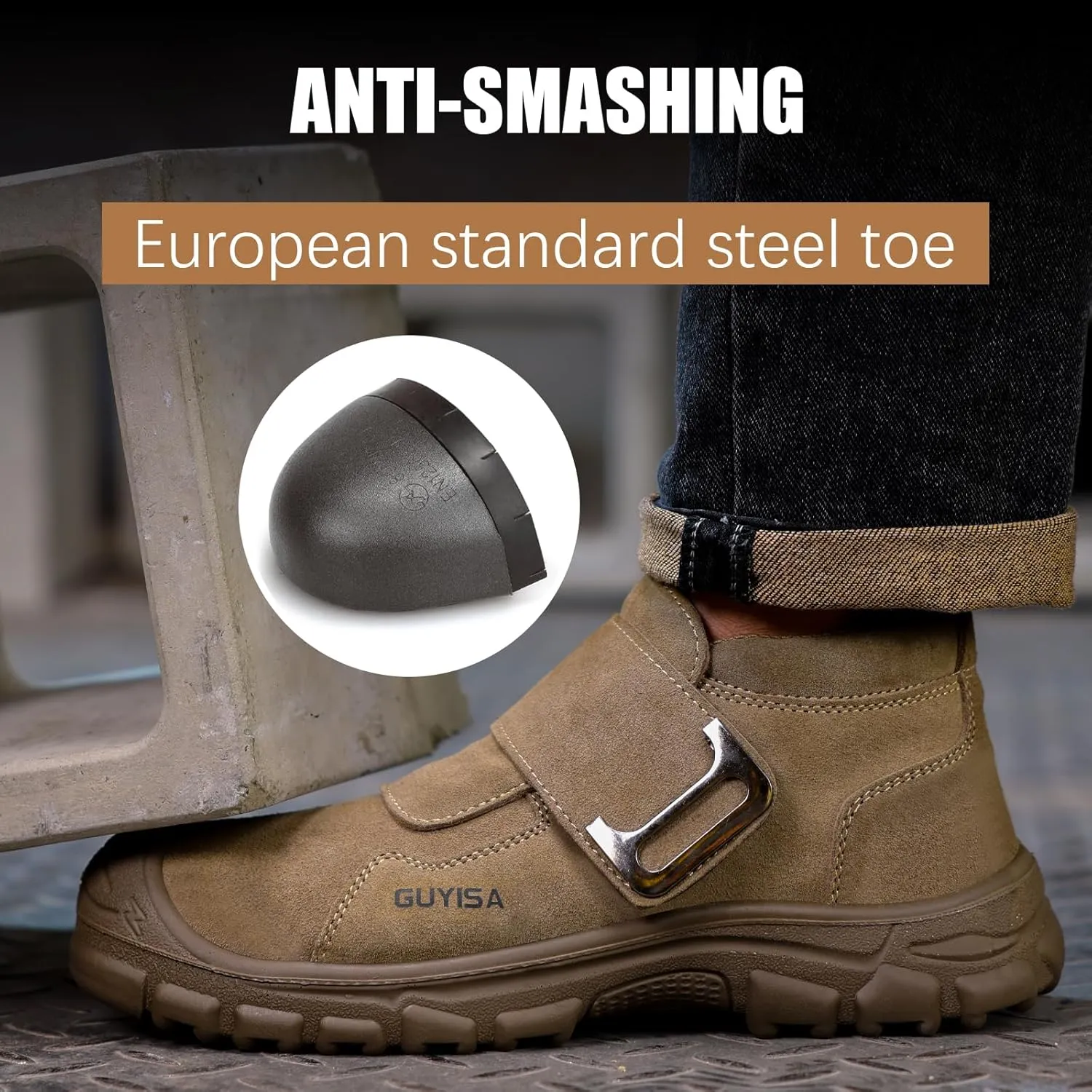GLANOUDUN Welding Work Boots for Men Slip on Steel Toe Shoes for Men Indestructible Steel Toe Boots Welder Men's Working Shoes Fireproof Safety Footwear for Construction Men's Work & Safety Footwear