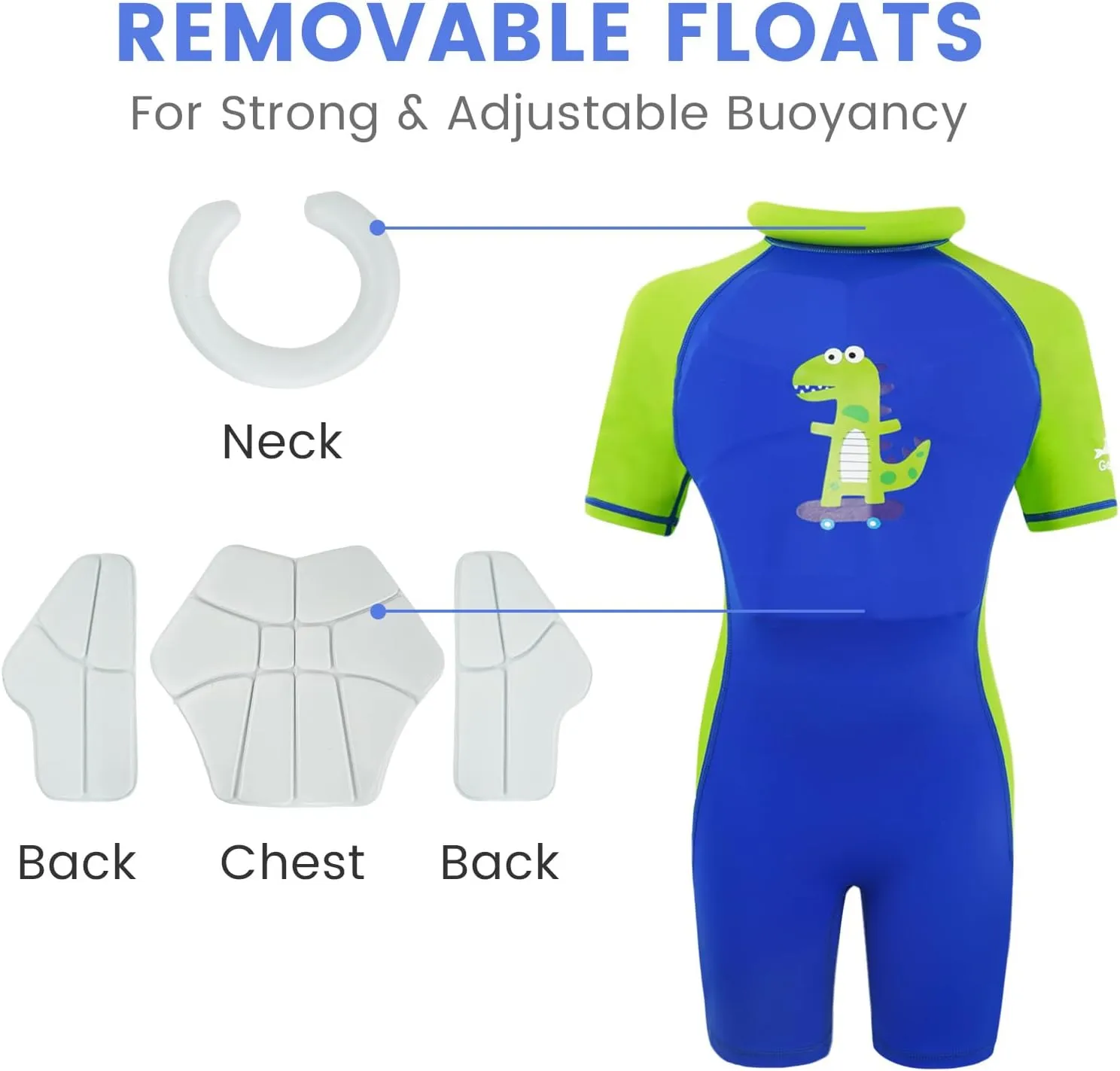 Gogokids Float Swimsuit for Boys Girls, Kids One Piece Swimwear Float Suit for Swimming Trainer