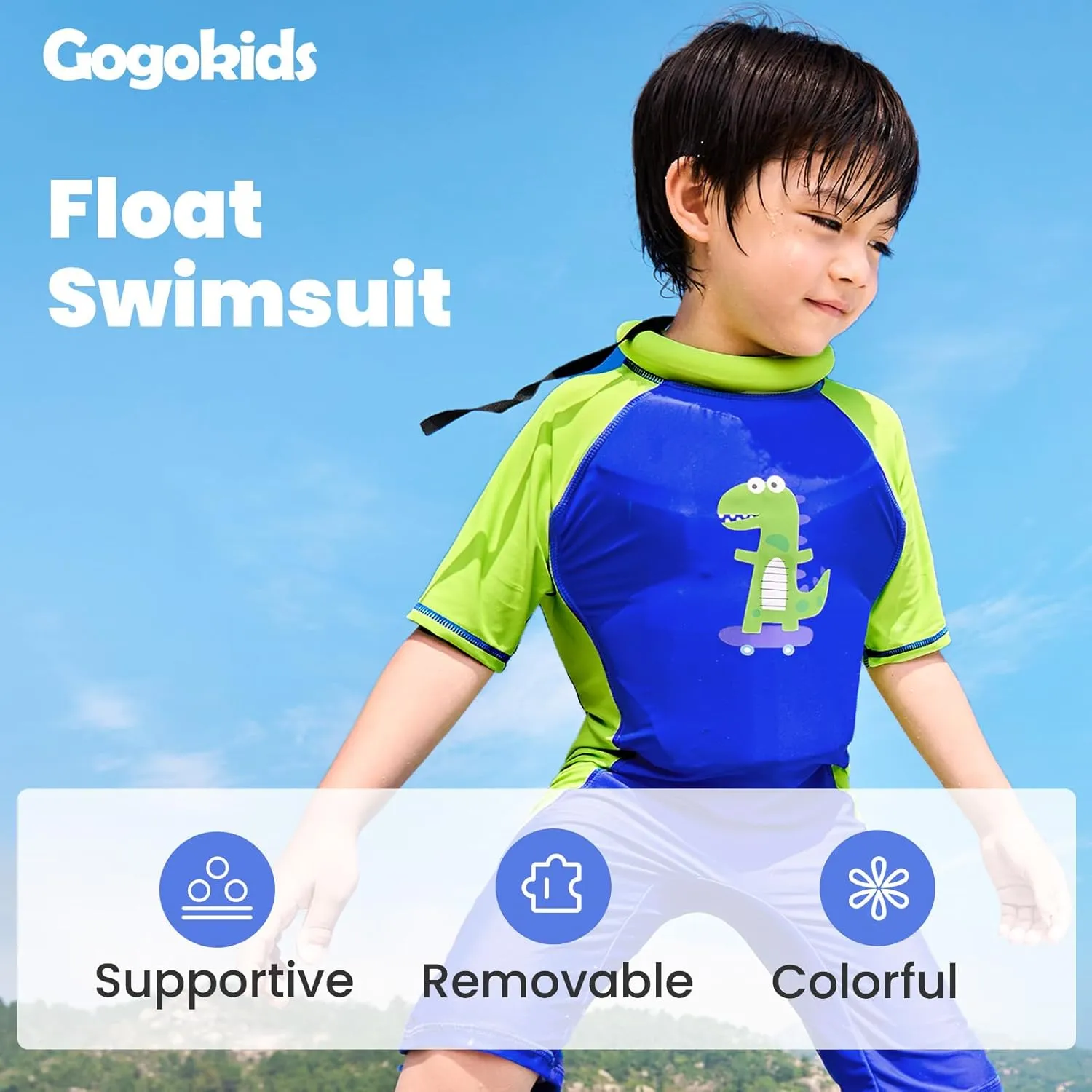 Gogokids Float Swimsuit for Boys Girls, Kids One Piece Swimwear Float Suit for Swimming Trainer
