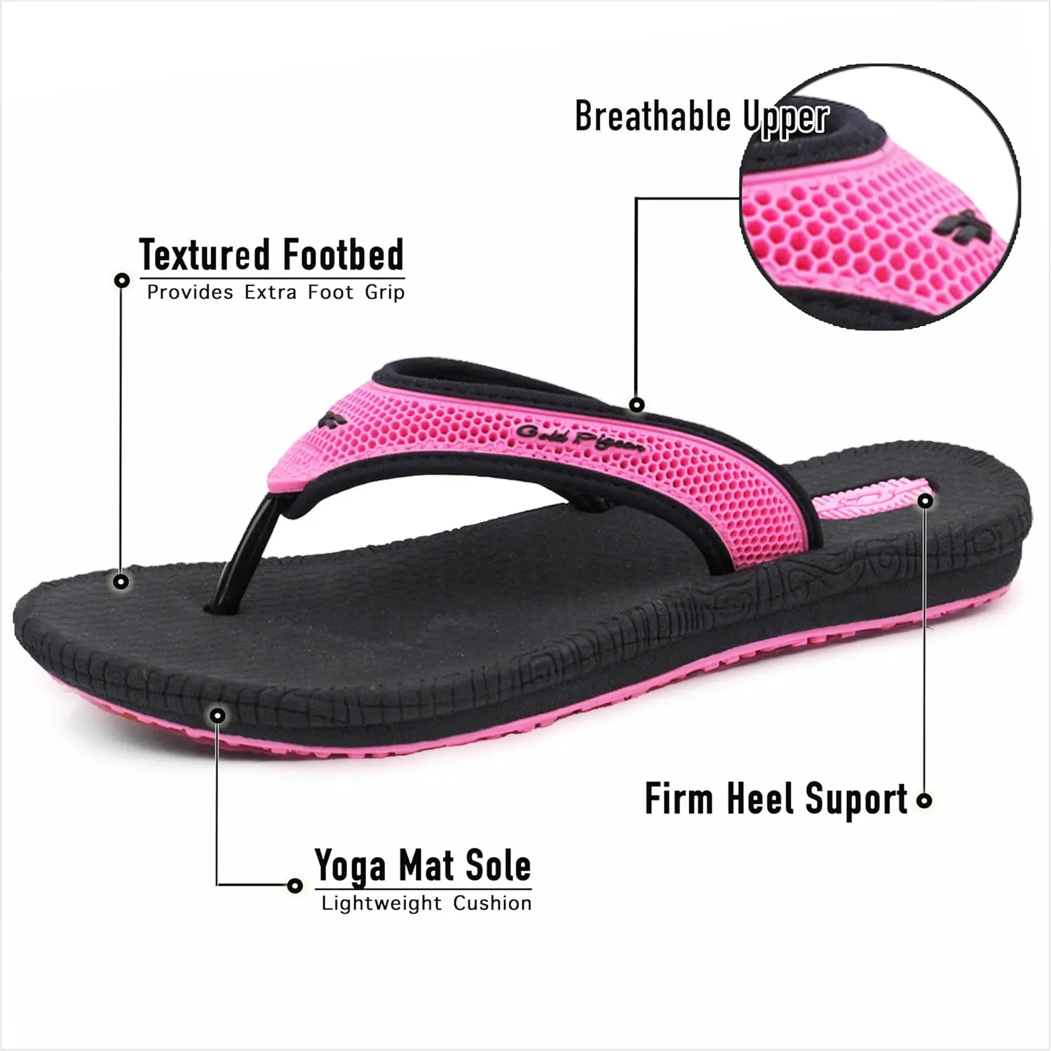 Gold Pigeon Shoes SIMPLUS Unisex Ultra-Cuhion Yoga Mat Flip-Flops with Heel Support