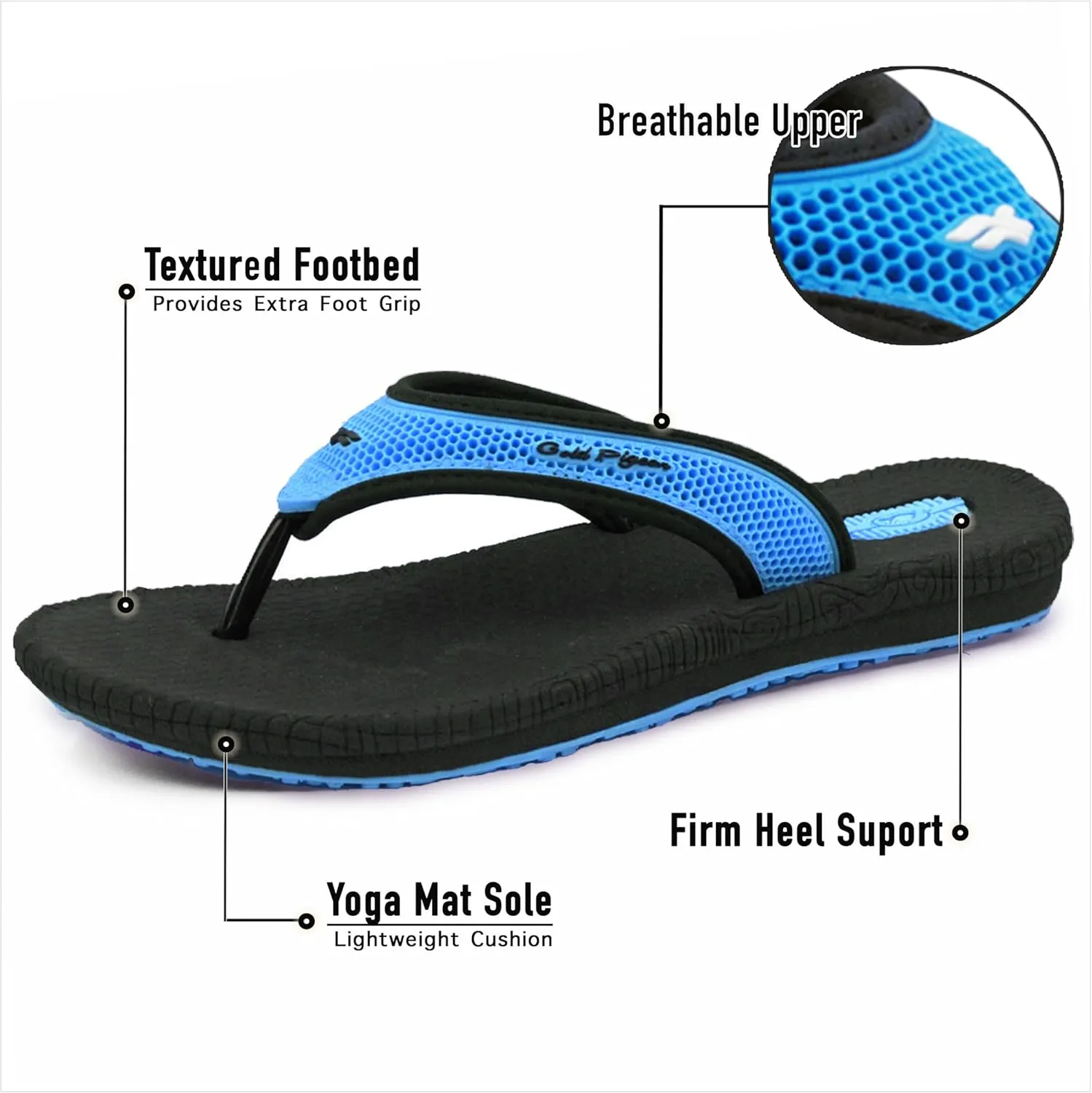 Gold Pigeon Shoes SIMPLUS Unisex Ultra-Cuhion Yoga Mat Flip-Flops with Heel Support