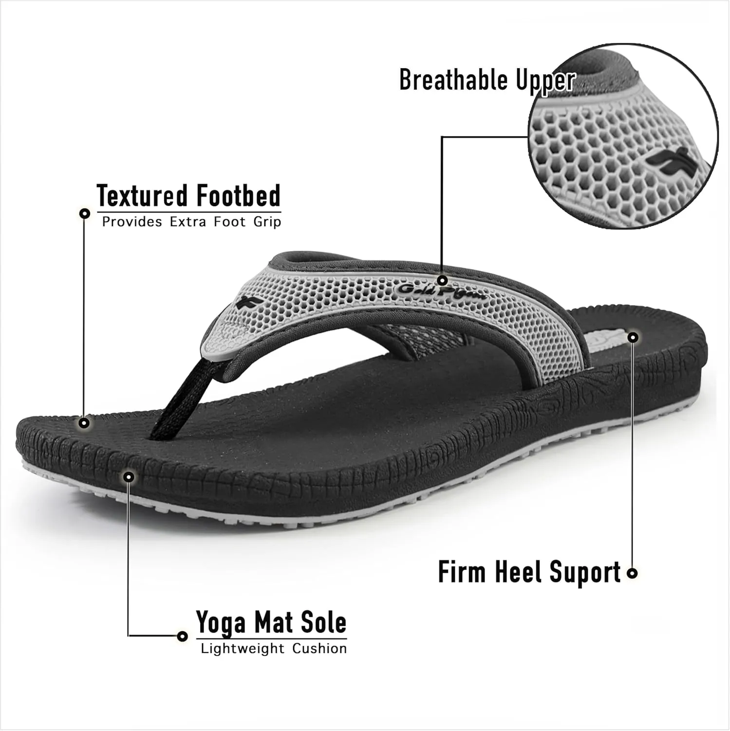 Gold Pigeon Shoes SIMPLUS Unisex Ultra-Cuhion Yoga Mat Flip-Flops with Heel Support