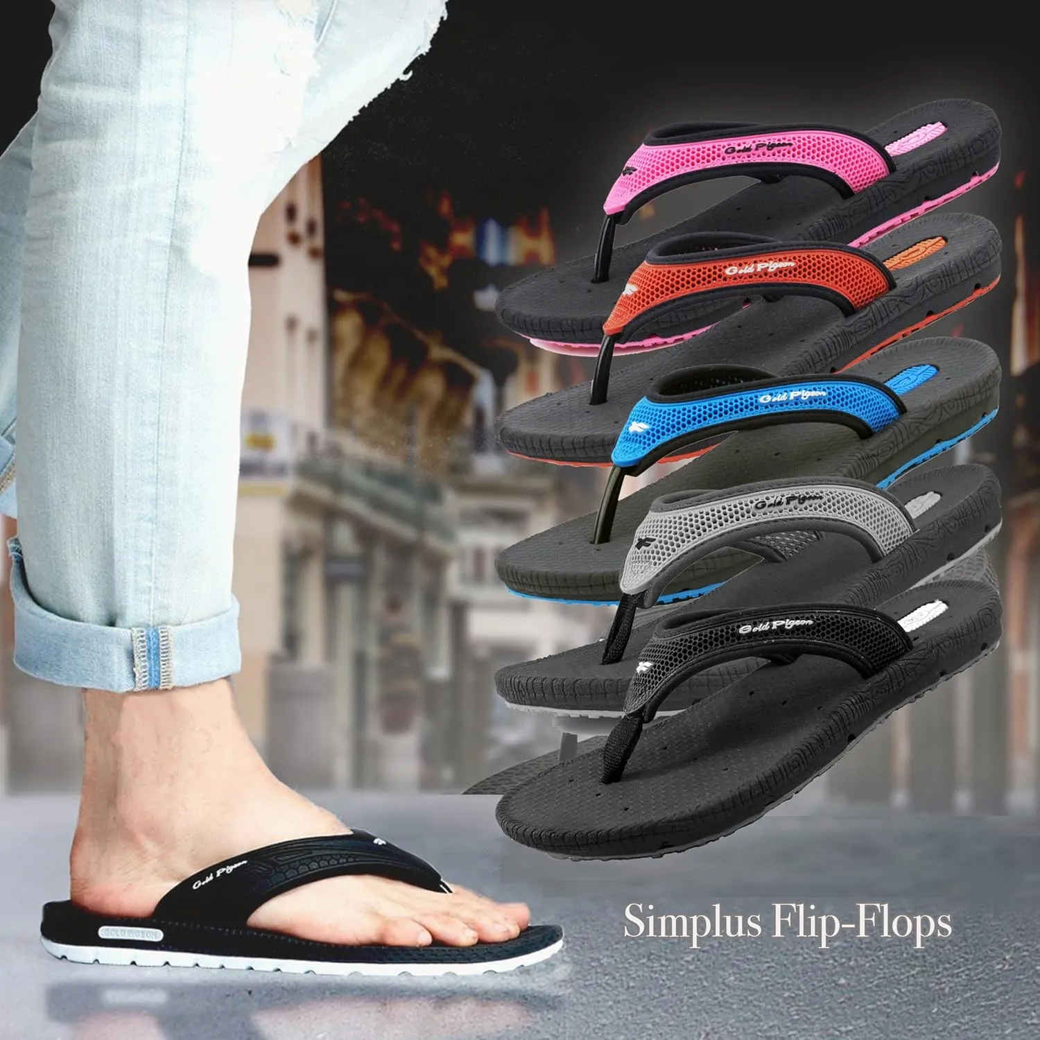 Gold Pigeon Shoes SIMPLUS Unisex Ultra-Cuhion Yoga Mat Flip-Flops with Heel Support