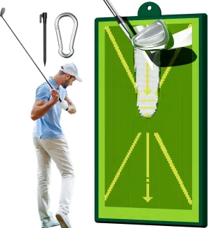 Golf Practice Hitting Mat, Golfing Swing Training Matt Aids, 18.7"x9.8" Practice Mats Indoor Outdoor, Golfing Gifts for Golfers Men, Portable Golf Matt for Analyzing Swing Path Feedback