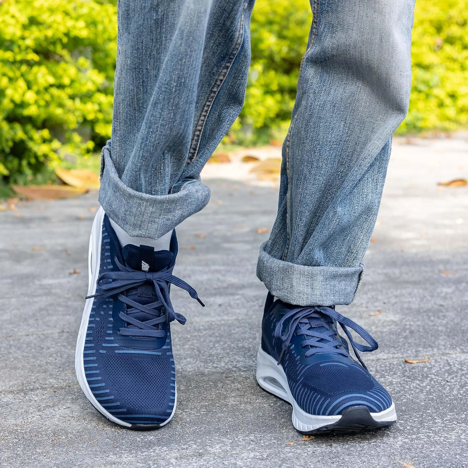 GOOBON Men's Wide Toe Box Walking Shoes with Arch Support Orthotic Tennis Sneakers for Plantar Fasciitis Bunions Flat Feet