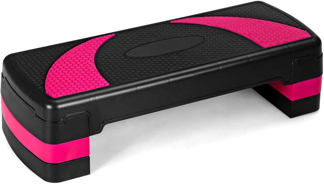 Goplus 31" Aerobic Exercise Stepper Deck, Adjustable Fitness Workout Step Platform Trainer with Risers, 4”6”8”Levels Height-Adjustable, for Home Gym and Office