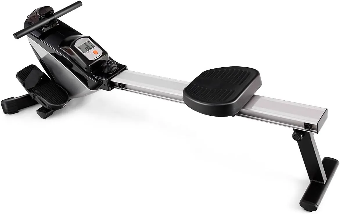 Goplus Folding Rowing Machine,Magnetic Rower with Adjustable Resistance and LCD Display, Exercise Cardio Fitness Equipment for Home Use