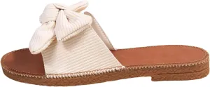 GORGLITTER Women's Bow Knot Flat Sandals Open Toe Slip On Slide Slipper Single Band Flats