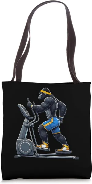 Gorilla on Elliptical Trainer Fitness Gym Workout Training Tote Bag